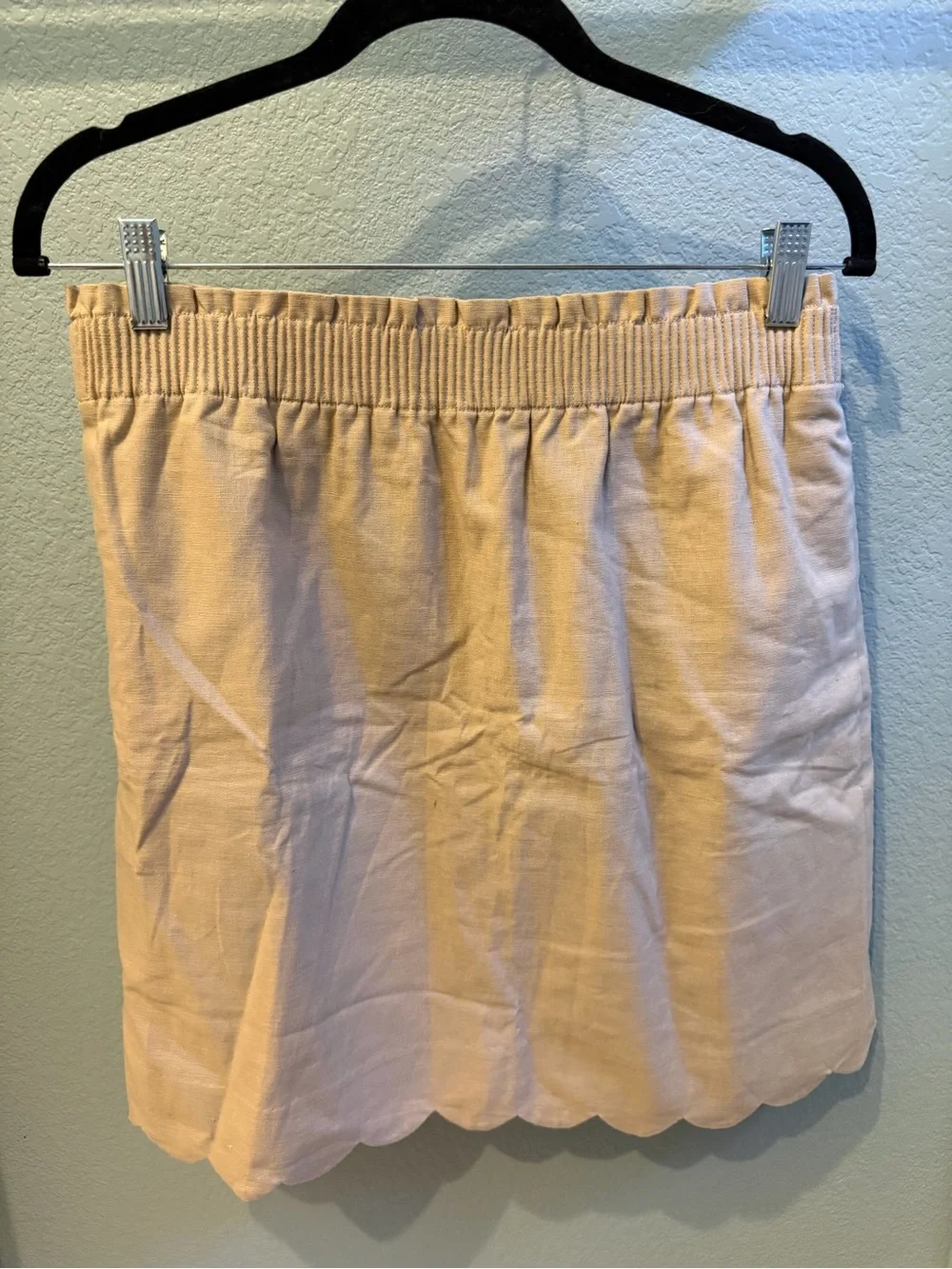 NWT j.crew Linen tan lined scalloped hem skirt size 10